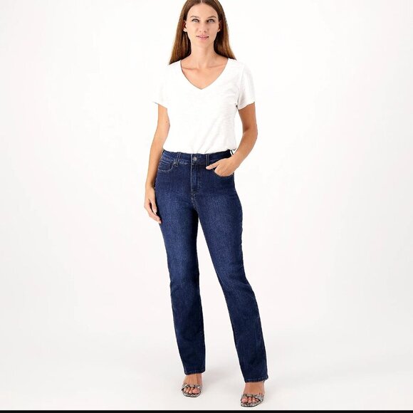 NYDJ Denim - NYDJ Curve Shaper Marilyn Straight Jeans Size 22 Underground Dark Blue Denim